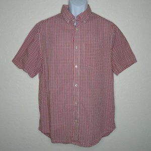 Old Navy* Men's Short Sleeve Button Down Curved Hem Pocket Plaid Shirt~‎ Large